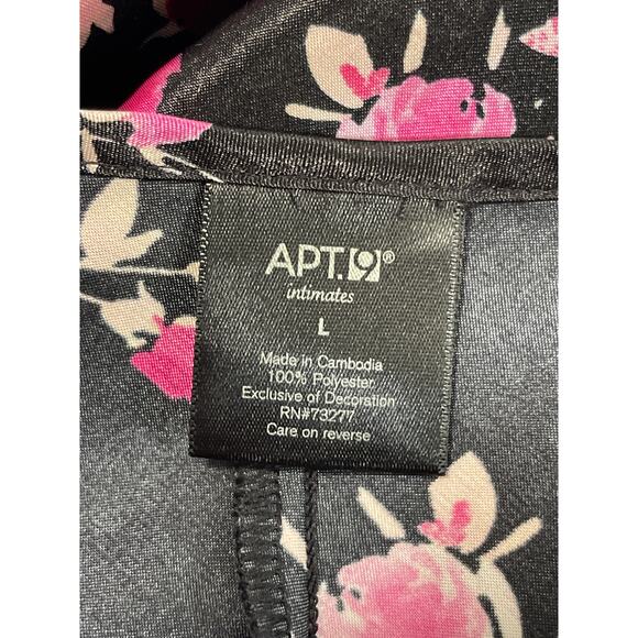 APT 9 Y2K Babydoll Satin Floral Lace Ruffle Hem Mini Dress Women's Size L Black - Picture 7 of 11